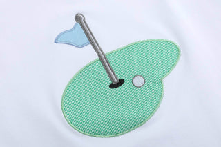 Girls Light Blue Gingham Golf Tee and Shorts Set