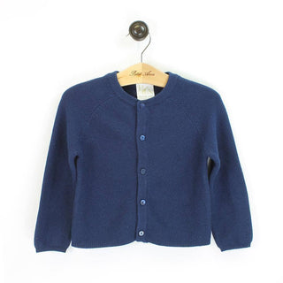 Navy Purl Knit Cardigan Sweater