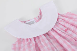 Pink Gingham Bunny Family Yoke Dress