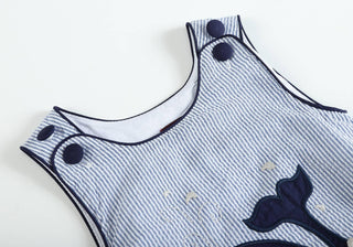 Blue Whale Seersucker Bubble - Lil Cactus