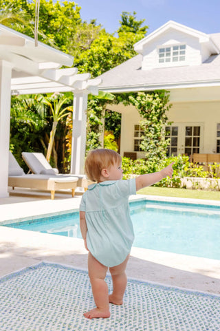 Smocked Bradford Bubble - Edisto Egg Blue with Worth Avenue White