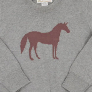 Boys heathered gray Intarsia sweater  with horse design from The Beaufort Bonnet Company.