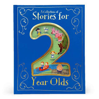 Cottage Door Press storybook for 2-year-olds with a blue cover and a cut-out gold-trimmed number two filled with storybook characters