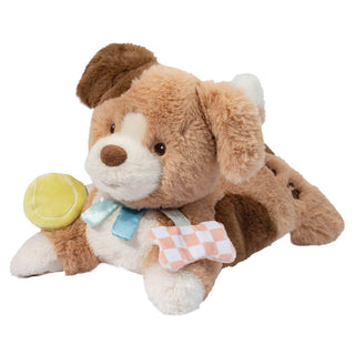 Zeke the Puppy by Douglas Toys—plush sensory puppet with crinkle sound, tug toys, and embroidered details for baby play and development.