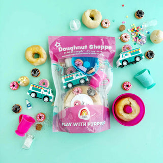 Doughnut Shoppe Play Kit – Sensory dough set with pretend donuts, toppings, and bakery-themed tools for imaginative play.