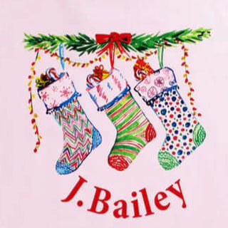 J. Bailey Girls Long Sleeve Logo Tee- Stockings on Pink