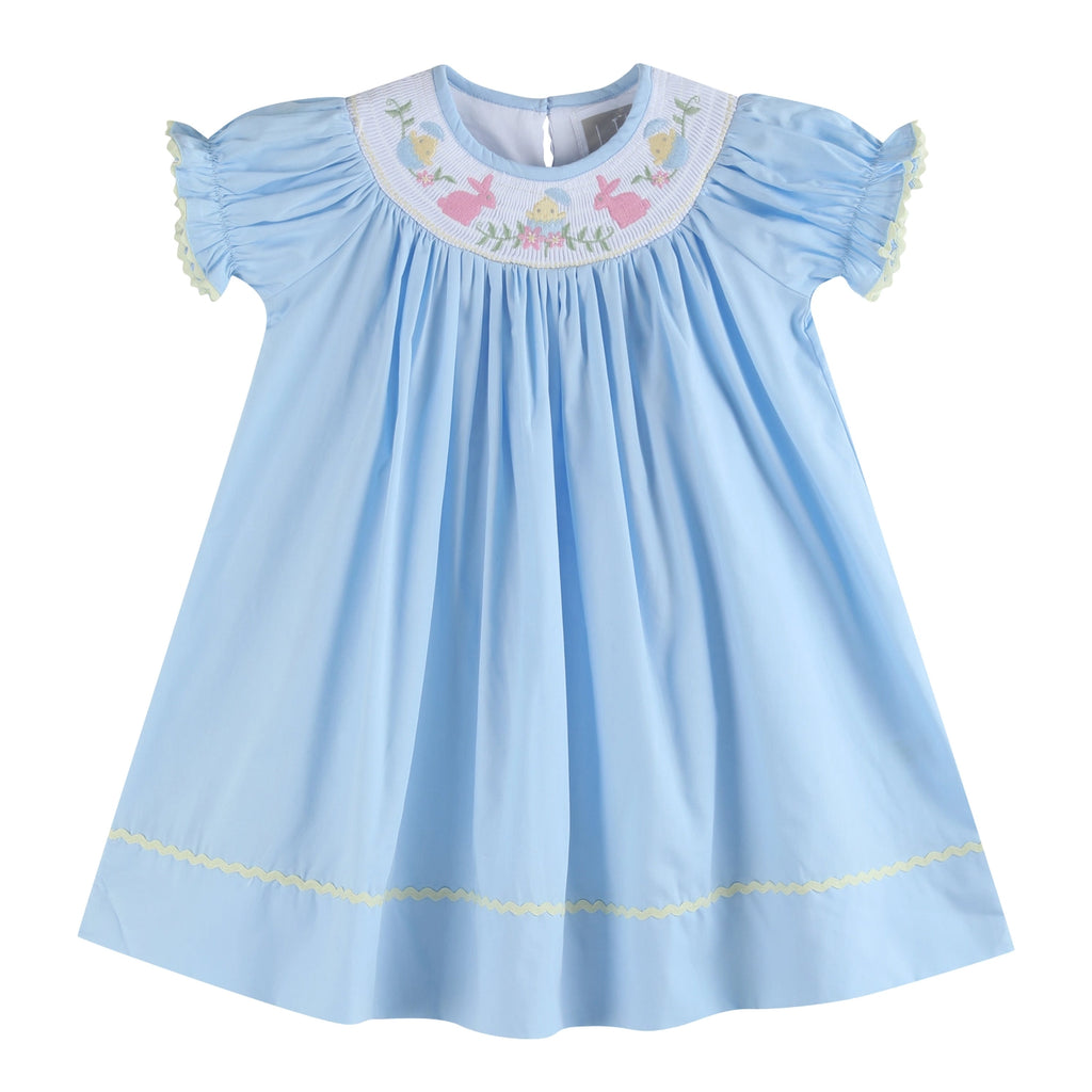 baby blue easter dress Light Smocked Bishop breathable material ensures all Option:Add Cape 2000s Theme Dress To Stretch satin