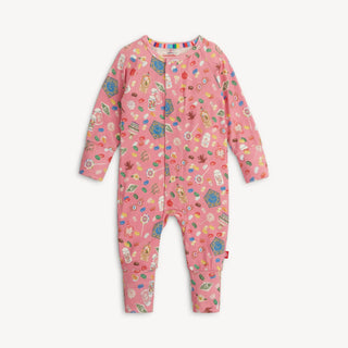 Pink Honeydukes Harry Potter coverall with candy print and magnetic closures, made from flame-resistant RightFit™ fabric.