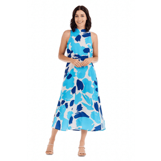 Annie Sleeveless Blue Print Dress – Mud Pie