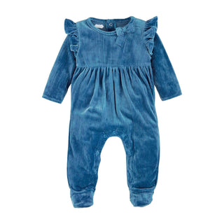 Blue Velour Baby Girls Outfit