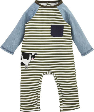 Mud Pie Striped Cow Bodysuit – Baby Boy One-Piece Farm Outfit
