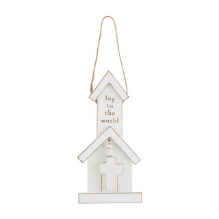 Mud Pie White Church Christmas Ornament