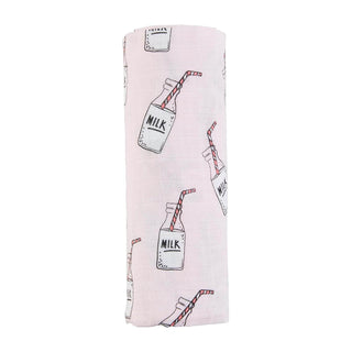 Mud Pie Pink Milk Bottle Swaddle Blanket