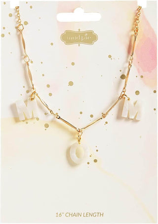Mud Pie MOM Necklace – 16" gold chain with white letter charms, a sweet gift for Mother’s Day or any occasion to celebrate mom.