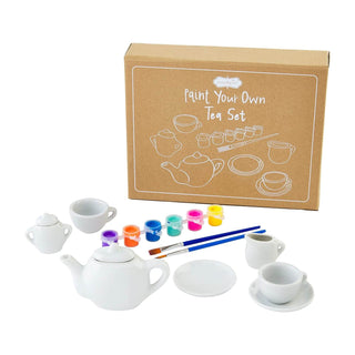 Mud Pie Paint-Your-Own Tea Set – Includes mini ceramic tea pieces, paints, and brushes for creative play and personalized fun.