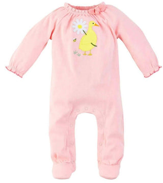 Mud Pie Girls Pink Sleeper With Duck Applique