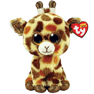 Stilts the giraffe Beanie Boo by TY – features soft tan spotted fur, glittery gold eyes, and sweet safari charm in a 6-inch plush.