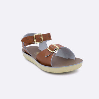 Tan Surfer sandal by Sun-San with rust-proof hardware and cushioned sole