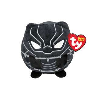 TY Black Panther Bounce Ball – 4-inch plush with superhero suit, embroidered eyes, and always-upright weighted design for Marvel fans.