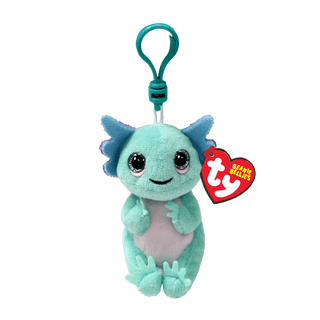 TY Alex the Axolotl Clip – pastel blue and pink plush with sparkly eyes and frills, perfect for backpacks, keychains, or on-the-go fun.