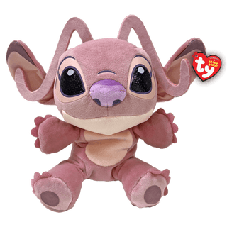 TY Angel plush – ultra-soft Disney Lilo & Stitch Beanie Baby with floppy body, big sparkly eyes, and pink fabric, perfect for cuddling.