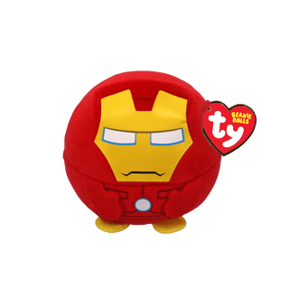 TY Iron Man Marvel Bounce Ball – 4-inch plush with bold red suit and yellow mask, soft and weighted to bounce back upright every time.