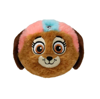 TY Liberty Bounce Ball – round Paw Patrol plush toy with pink helmet, big eyes, floppy ears, and soft Beanie Bouncer design for kids.
