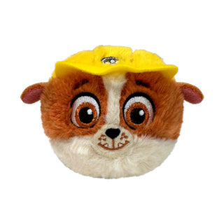 TY Rubble Bounce Ball—round Paw Patrol plush with yellow construction hat, brown eyes, and smile from the TY Beanie Bouncer collection.