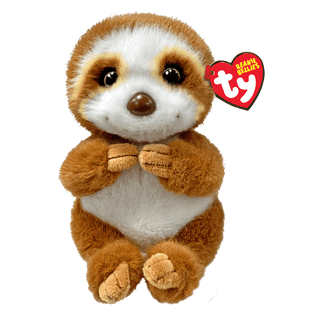 TY Stella the Sloth Beanie Bellie – soft brown plush with sparkly eyes, sweet smile, and a cuddly sitting pose for play, snuggles, or gifts.