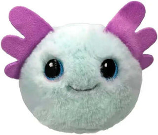 TY Swish Axolotl Bounce Ball – pastel aqua plush with purple gills and sparkly eyes. Cute, soft, round TY ball perfect for play or gifts.