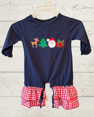 Navy Christmas Santa Romper - Boys or Girls