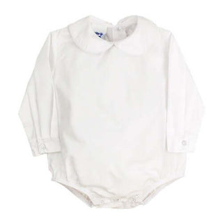 Bailey Boys L/S Button Back Onesie-White Boy