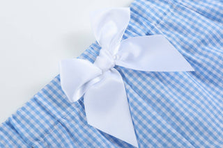 Girls Light Blue Gingham Golf Tee and Shorts Set
