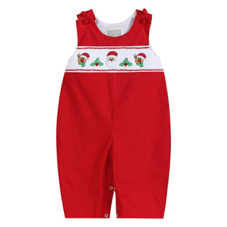 Red Santa and Reindeer Smocked Jon Jon