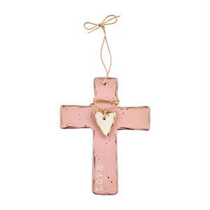 Colored Stoneware Cross Hanging Decor