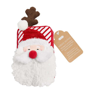 Mud Pie plush Santa phone toy with reindeer antenna, soft minky design, and sound features for holiday fun.