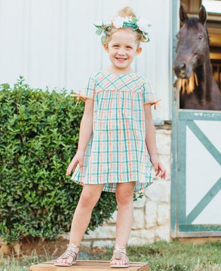 Presley Plaid Button Back Dress-Girls-Simply Blessed Children's Boutique