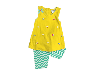 Girls Boutique Cupcake Yellow Shirt with Green and White Chevron Shorts