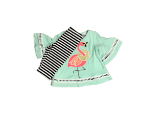 Mint Flamingo Ready For The Beach girls Short Outfit