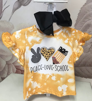 Back To School Black Ruffled Shirt peace love school