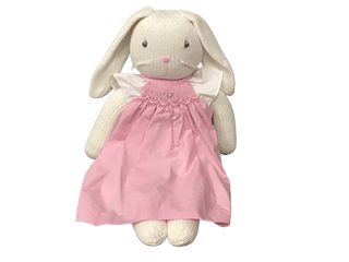 Petit Ami Knit Bunny Doll in Pink Dress