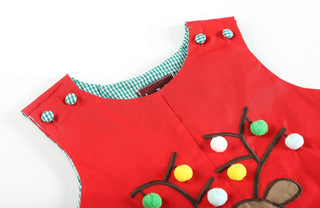 Red Pom-Pom Reindeer Overalls