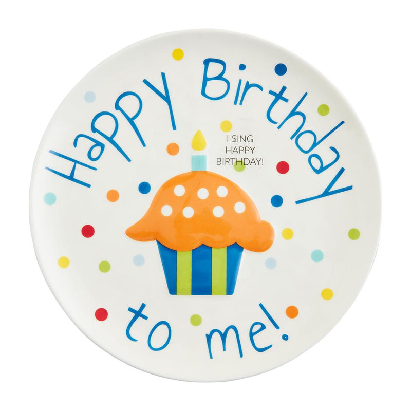 Happy Birthday Ceramic Singing Plate - Blue