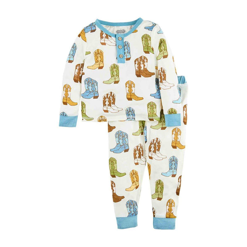 Mud Pie Cowboy Boot Pajama Set