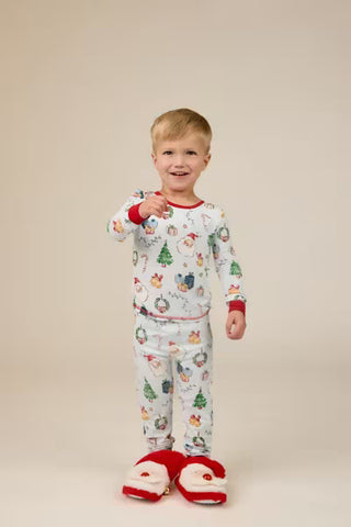 Mud Pie Boy's Light Blue Classic Christmas Pajama Set-Boys Sleepwear-Simply Blessed Children's Boutique