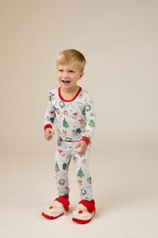 Mud Pie Boy's Light Blue Classic Christmas Pajama Set-Boys Sleepwear-Simply Blessed Children's Boutique