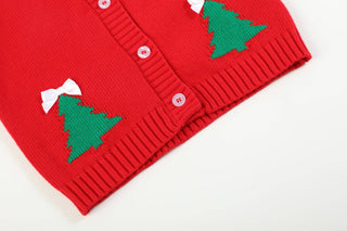 Red Christmas Tree Knit Cardigan