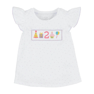 2nd Birthday Girls Smocked Tunic Shirt-Girls Short Sleeve Shirts-Simply Blessed Children's Boutique