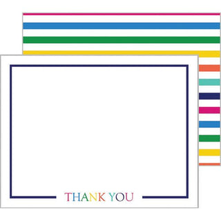 Colorful Stripe “ThankYou” Flat Notecards