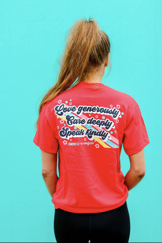 Love Generously T-Shirt - Deep Coral